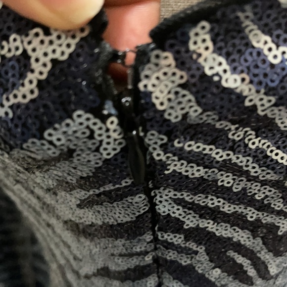 URBAN OUTFITTERS Zebra Sequin Mini Dress Navy Blue S/P - Picture 10 of 17